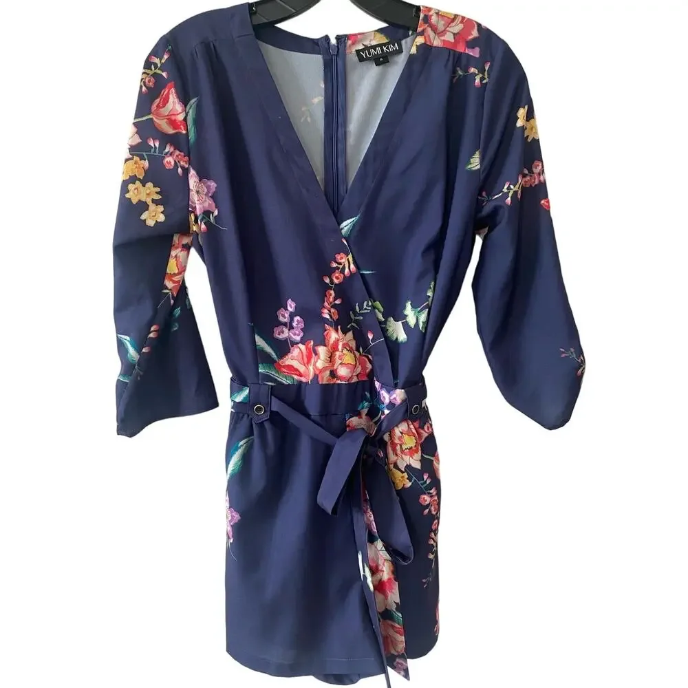 Yumi Kim Blue Floral Print Sweet Romance Liz Romper Women’s Size Small